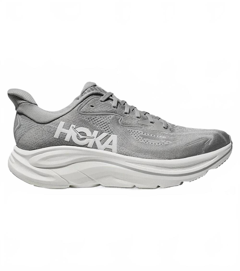 NEW HOKA men's clifton 10 running shoes - wide in stellar grey/stardust
